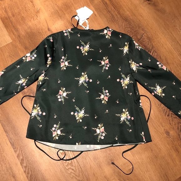 NWT $209 TED BAKER GREEN FLORAL ALEEXX WRAP BLOUSE TOP TB SZ 2 US 4-6 S M - Picture 9 of 12